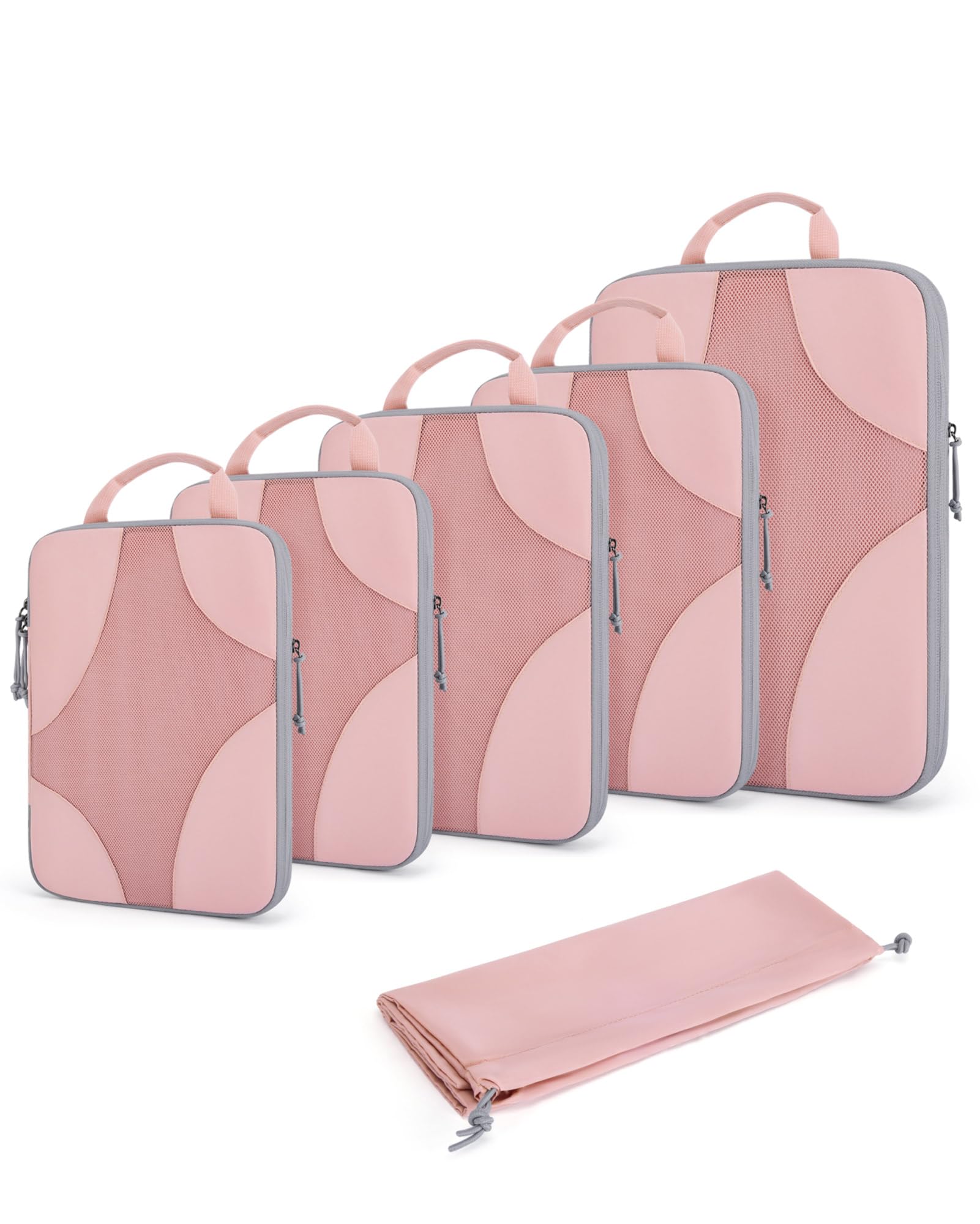 Bagsmart Compression Packing Cubes (Baby Pink, 6 Set)