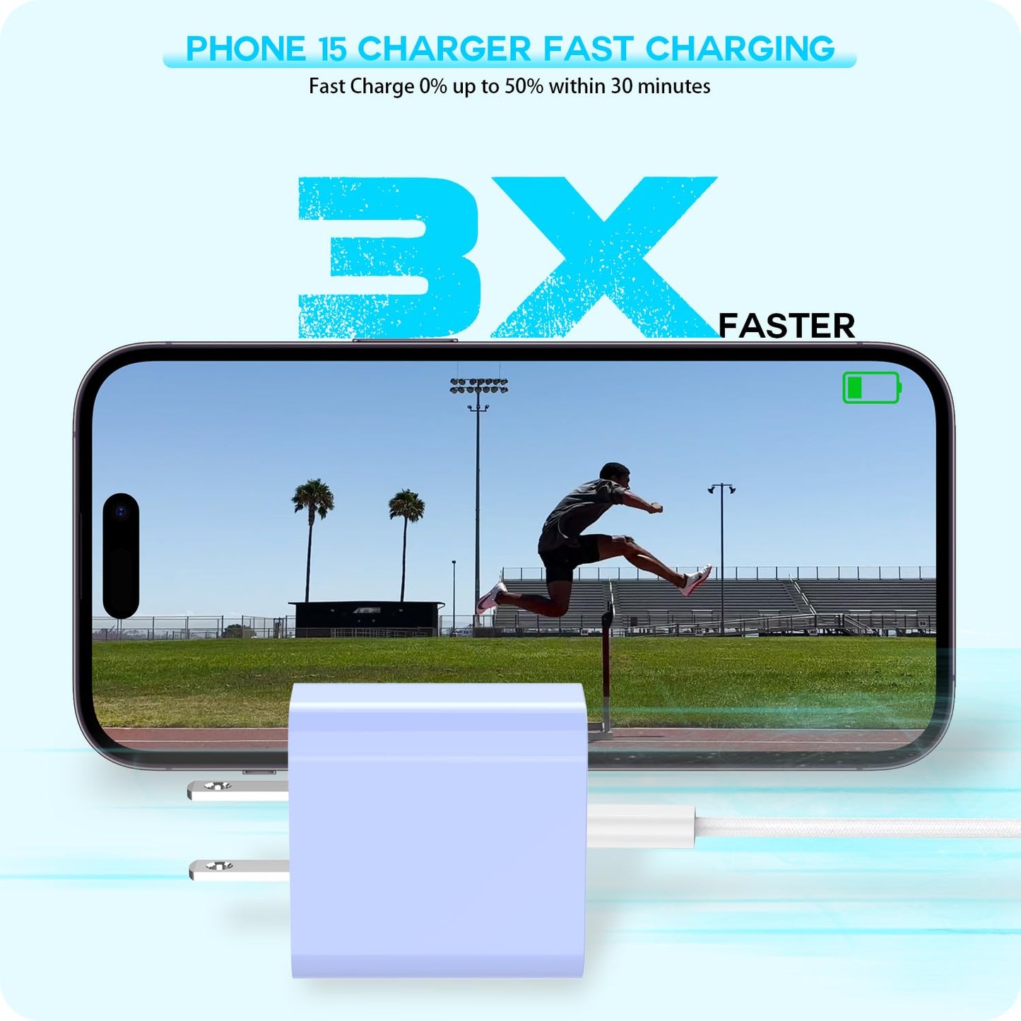 [3Pack]20W USB C Fast Charger iPhone 17 16 Fast Charging, Apple 17 Charger Block 6ft C to C Long Charging Cable Cord for iPhone 17/16e/16 Pro/16 Pro Max/iPhone 15 Series/iPadAir/Mini(Pink+Blue+Purple)