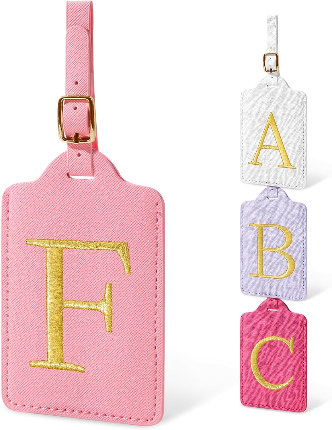 Initial Letter Luggage Tags for Suitcases, Embroidered Monogrammed Suitcase Luggage Identifier Name