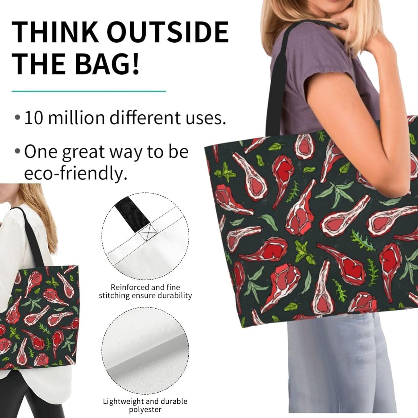 Tote Bag Beach Bag for Women Reusable Grocery Large Shopping Shoulder Bag Travel Handbag