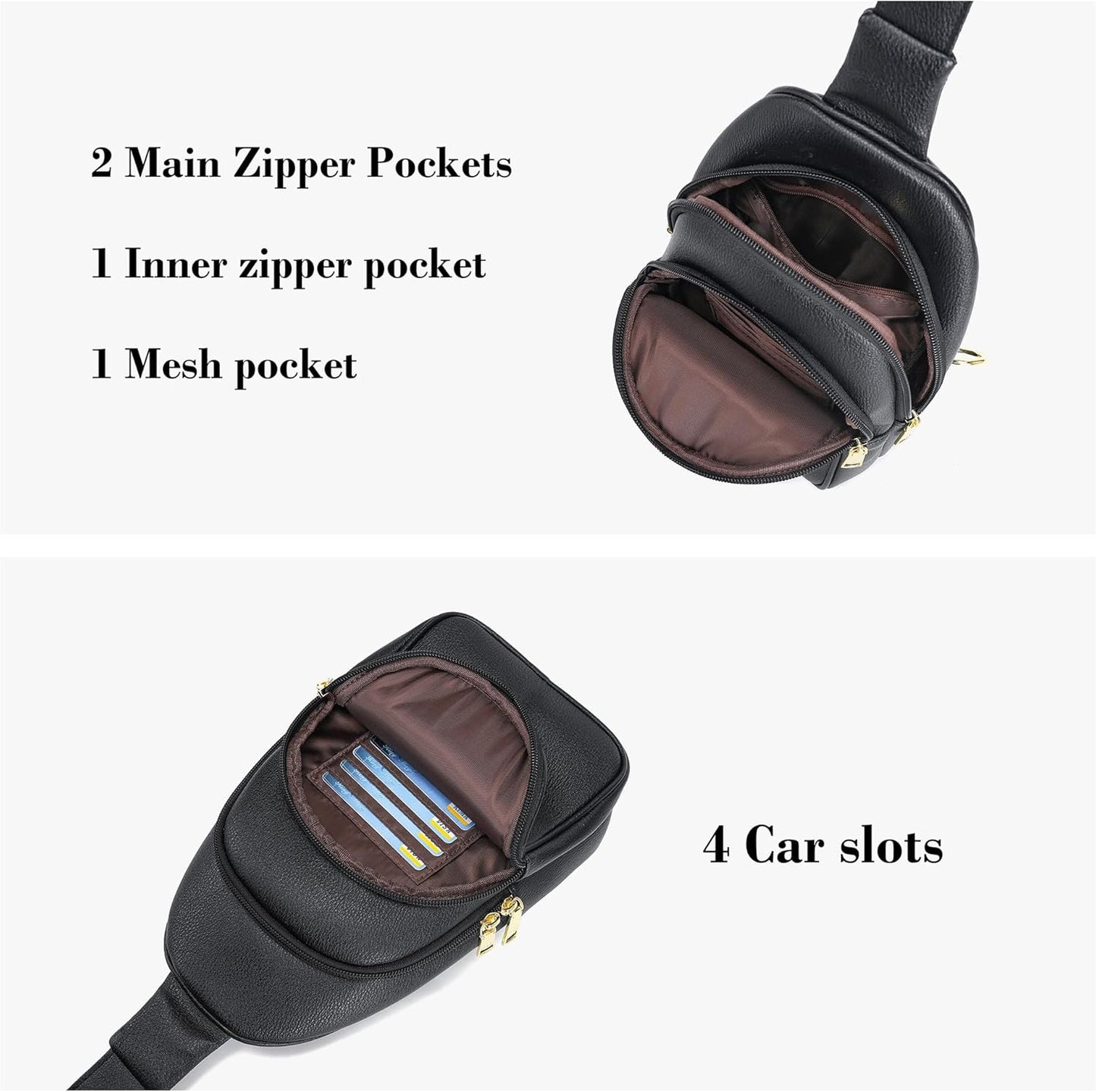 INICAT Crossbody Sling Bags Travel Cross Body Purses Faux Leather Fanny Packs Chest Bag for Women