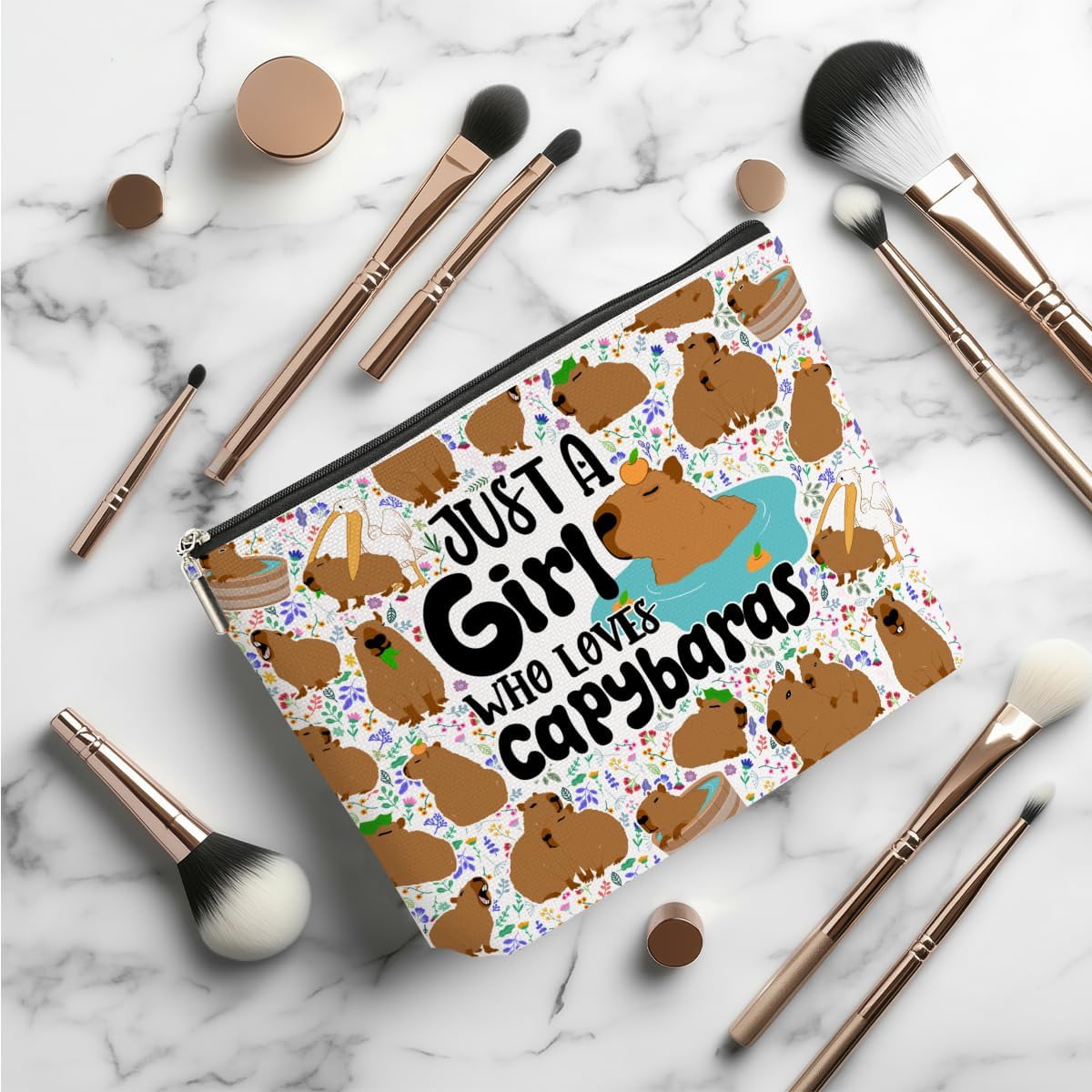 Funny Capybara Makeup Bag, Capybara Gifts for Women, Capybara Lovers Cosmetic Bag Travel Organizer Bags Makeup Pouch, Capybara Stuff Animal Lovers Gifts for Girls Daughter Christmas birthday Gifts
