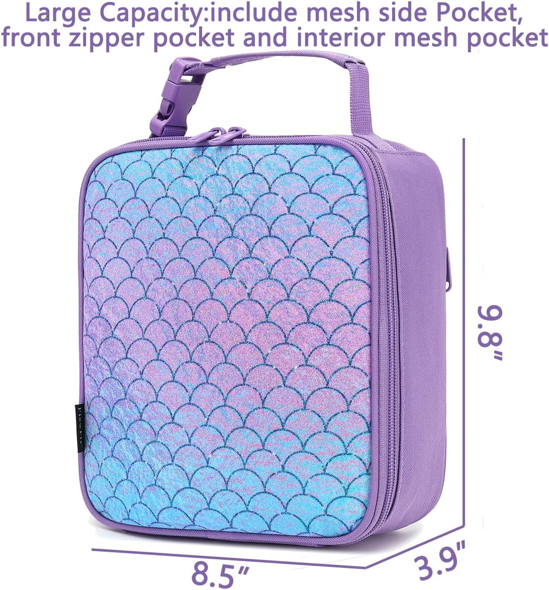 FlowFly Kids Lunch box Insulated Soft Bag Mini Cooler Back to School Thermal Meal Tote Kit for