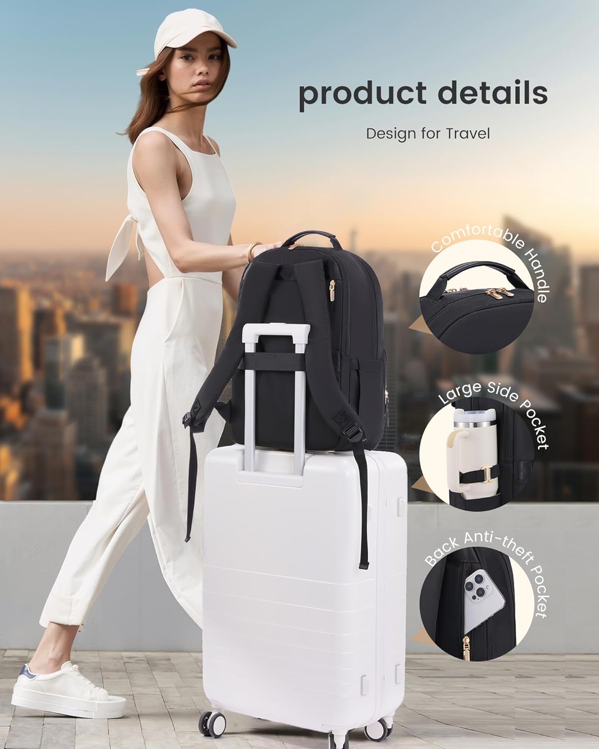LOVEVOOK Laptop Backpack for Women, 15.6" Work Backpack Purse, Travel Personal Item Bag, Carry On