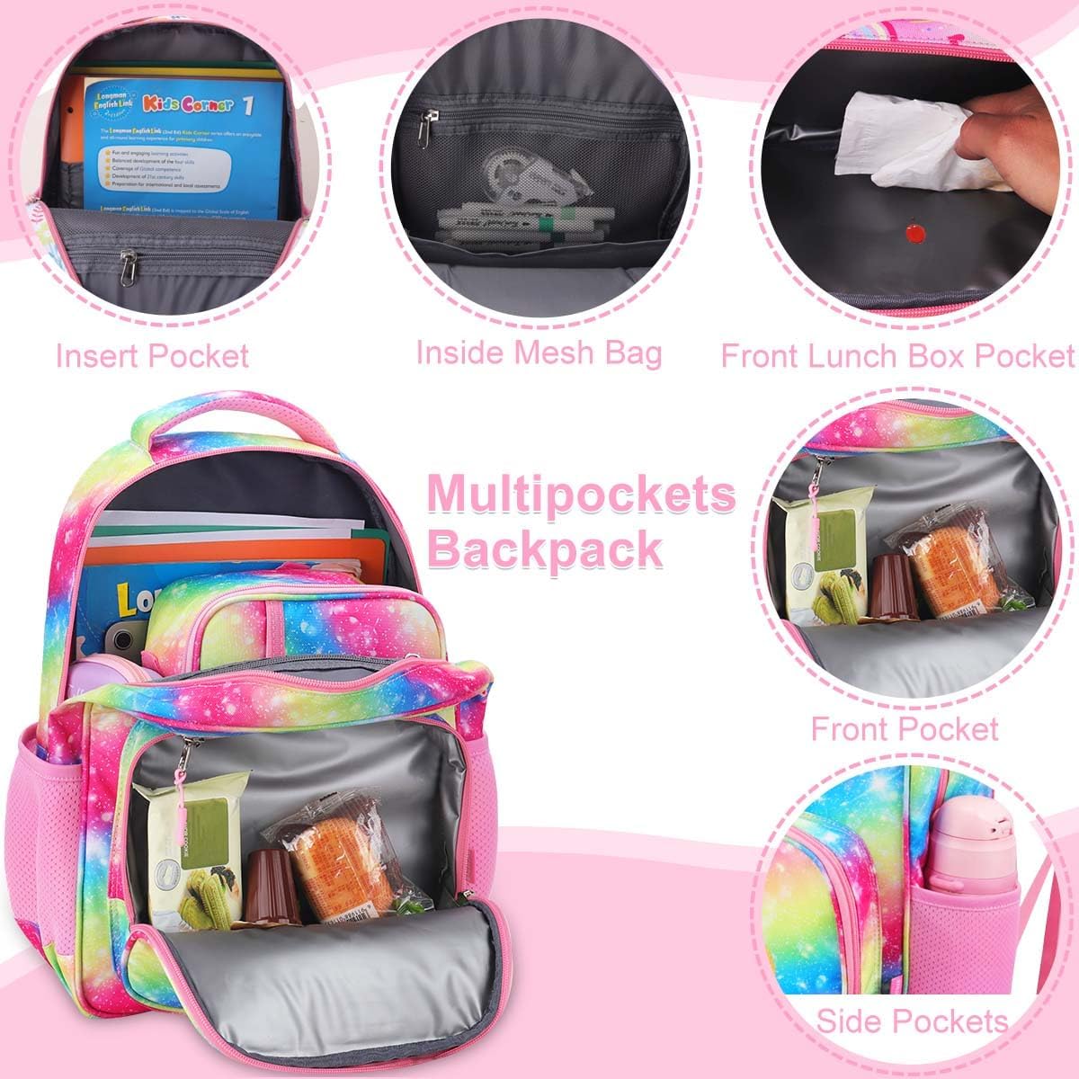 RHCPFOVR Kids Backpack for Girls - Girls Backpack 3-8 Ages Butterfly for Kids 15 Inch School Bookbag for Kindergarten Elementary School Bookbag for Girl 1st 2nd Grade
