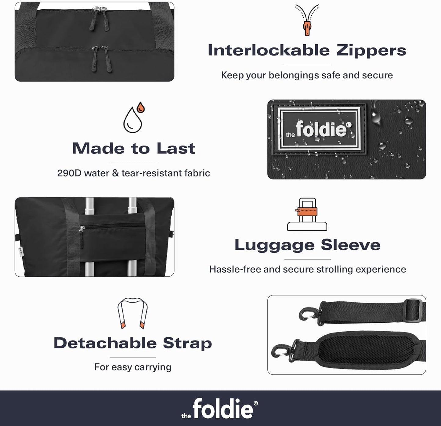 The Foldie Foldable Travel Bag for Women - 40L Weekender Bag with Multiple Pockets - Carry On Expendable Travel Bag