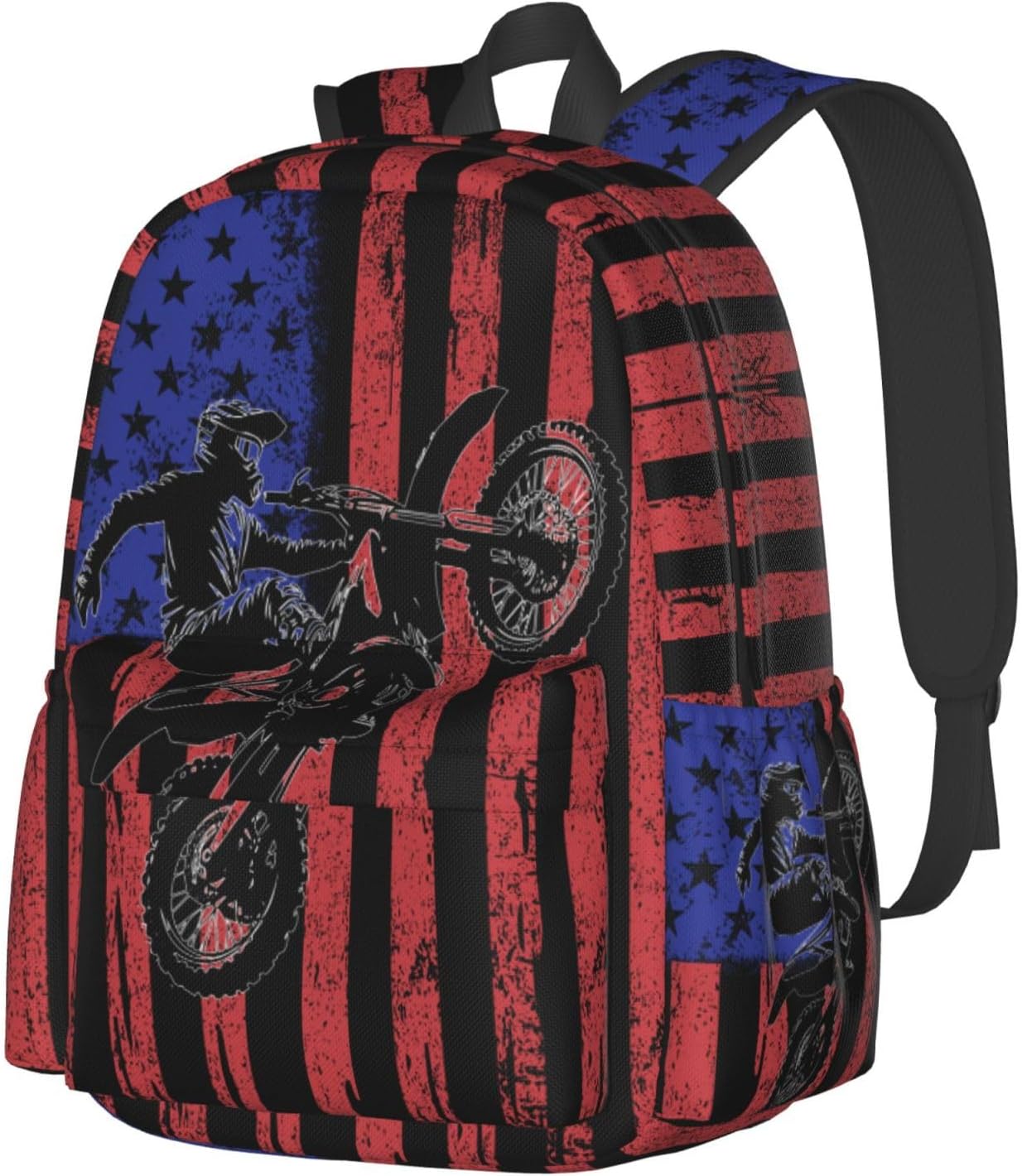 Motorcycle Flag Backpack School Bag Lightweight Bookbag Laptop Travel Daypack For Kids Girls Boys Teens