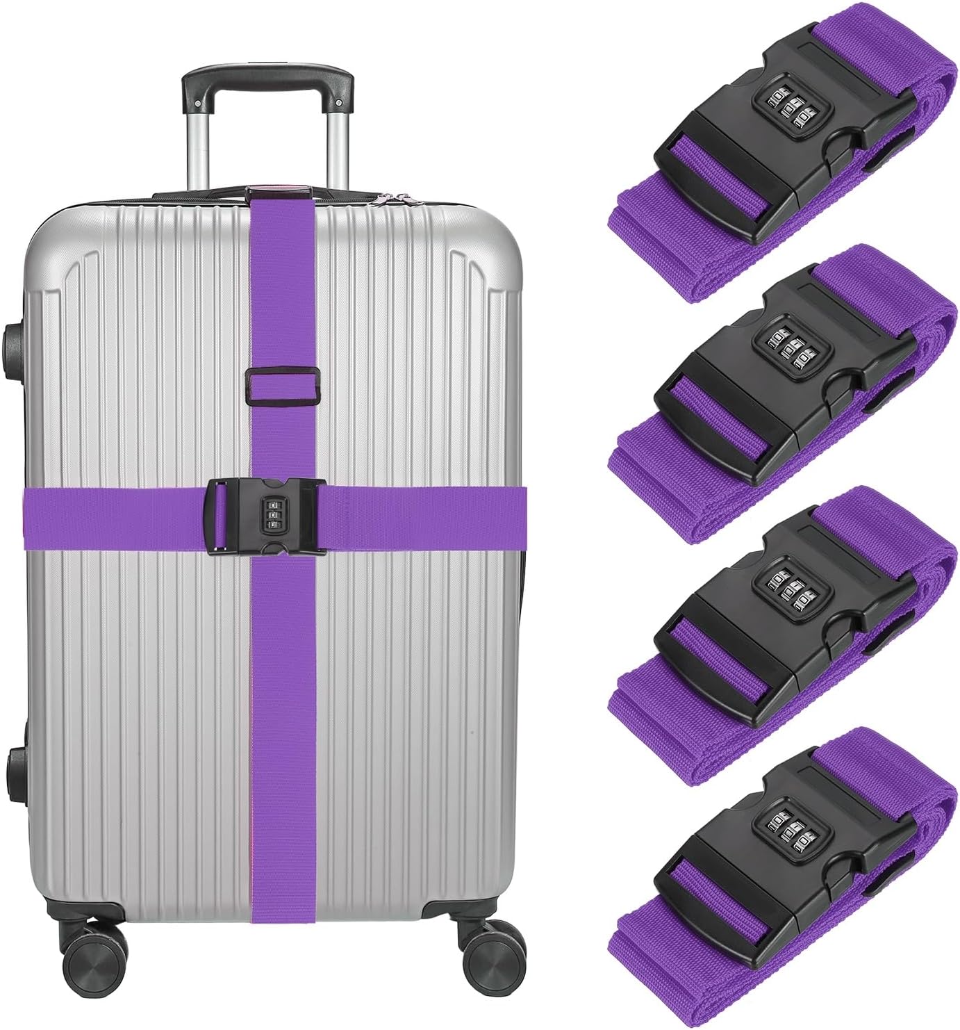 MECCANIXITY Luggage Straps with Combination Lock Adjustable Suitcase Belt Strap for Suitcase