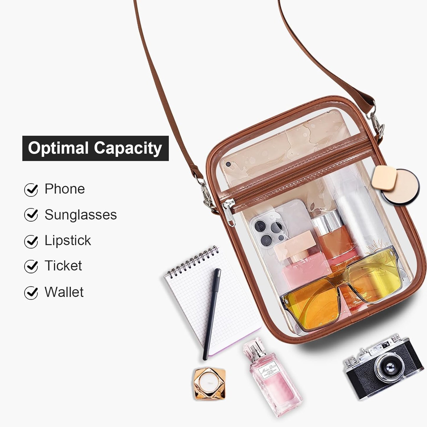 USPECLARE Clear Purse Stadium Transparent Messenger Bag Stadium Approved for Men and Women Clear CrossBody Bag