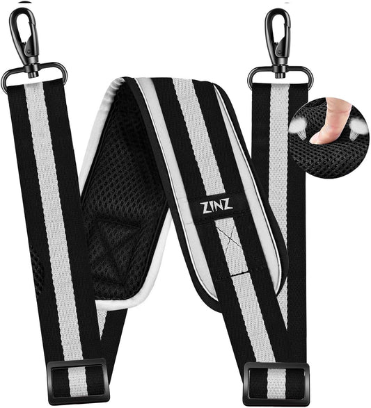 ZINZ 79 inch Shoulder Strap, Extra-thick Fixed Cushion Pad and Dual Clasps Universal Replacement Strap with Metal Swivel Hooks for Laptop Bags, Luggage Bags, Camera, Crossbody(Stripes-BkWBk)