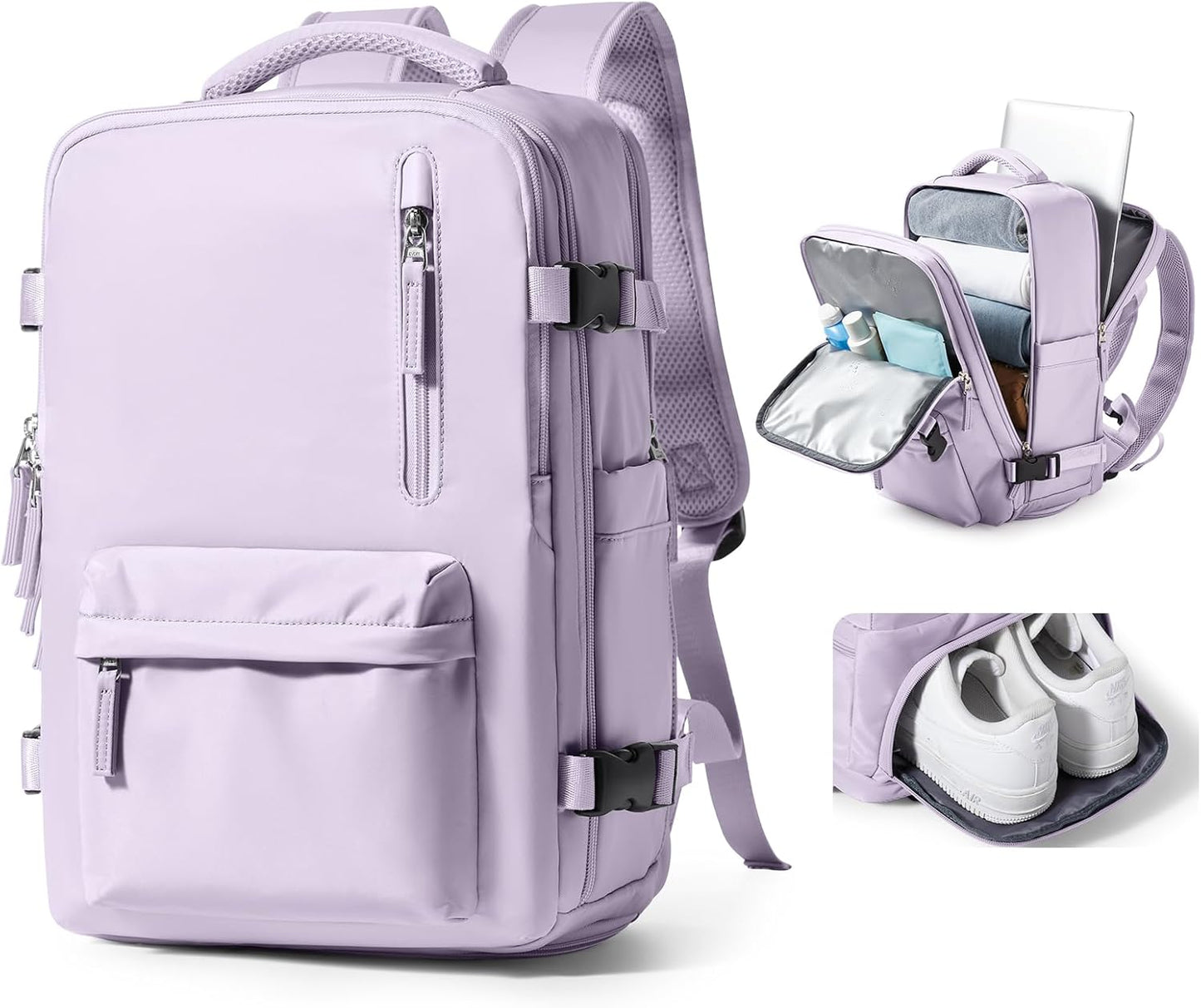 VGCUB Large Travel Backpack Bag for Women Men,Carry on Backpack,17 Inch Laptop Business Work Waterproof Backpack with Laptop Compartment,Person Item Flight Approved,Mochila de Viaje,Purple