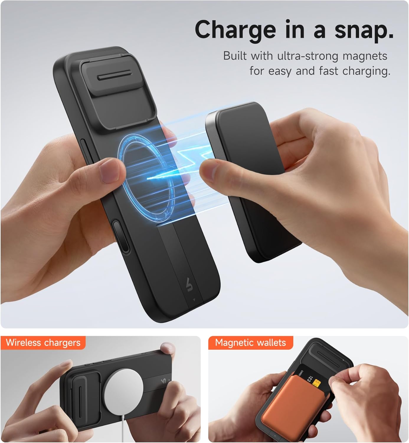 SURITCH for iPhone Air Case with Camera Control Cover, Camera Slide Cover and Adjustable Kickstand, Compatible with MagSafe, Shockproof Bumper Protective Cases for iPhone 17 Air 6.5 Inch, Black