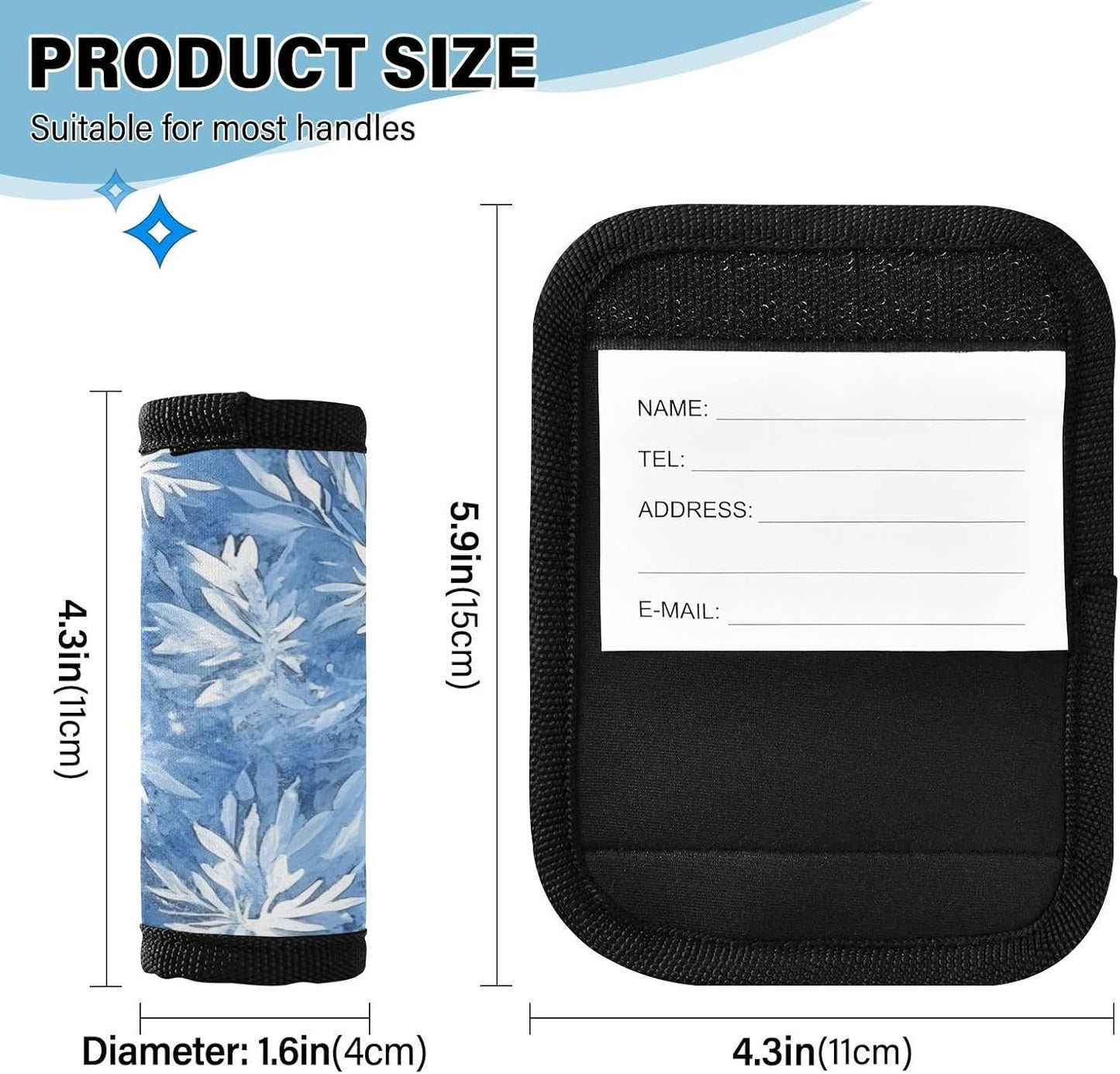 Blue Snowflake 2 Pack Luggage Handle Wraps Covers for Suitcase Identifiers Bag Tags Travel Accessories