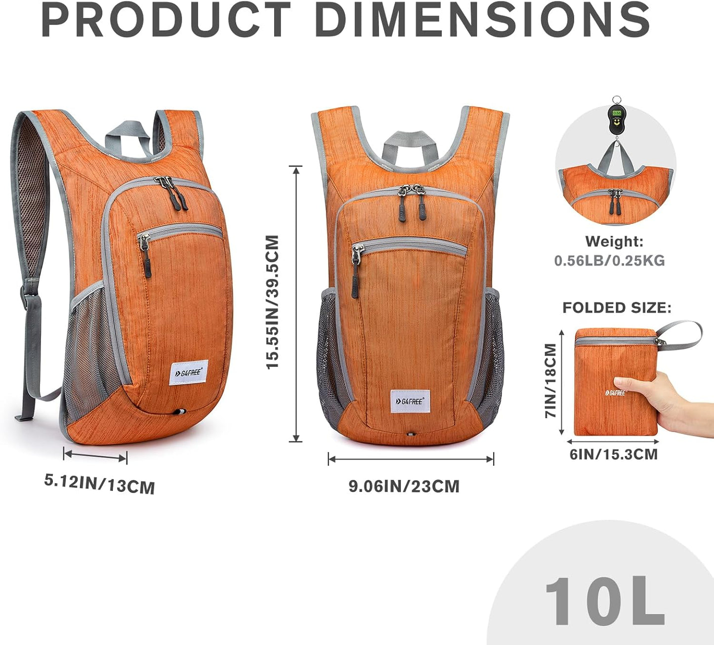 G4Free 10L/15L Hiking Backpack Lightweight Packable Hiking Daypack Small Travel Outdoor Foldable