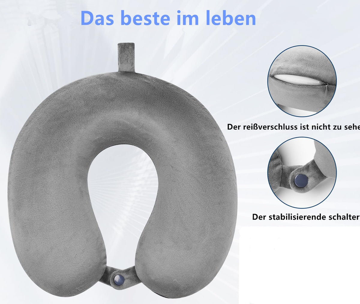 GDEOUP Travel Pillow 100% Pure Comfortable U Shape Memory Foam Pillows Neck and Head Support
