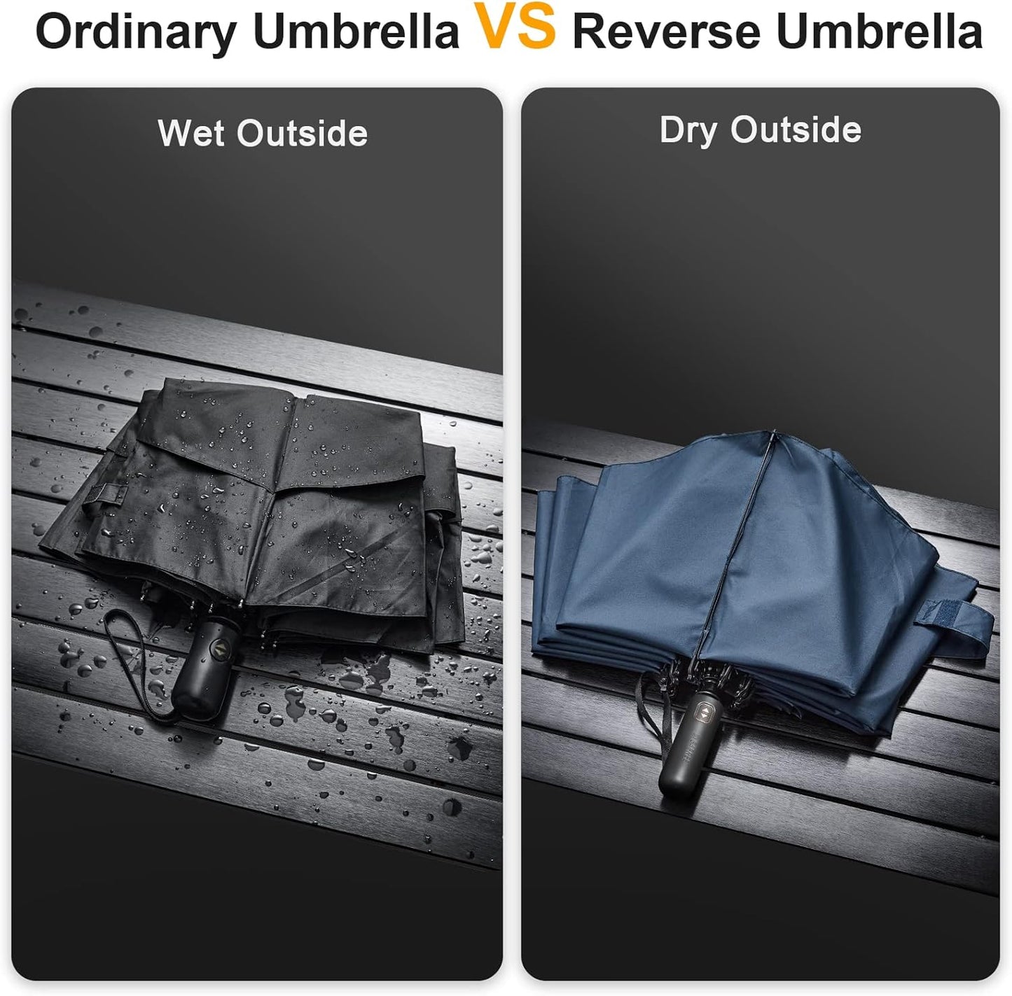 G4Free 42/46/54/62 Inch Large Golf Umbrella Compact Reverse Travel Umbrella 10 Ribs Windproof for Rain Double Canopy Automatic Open Close