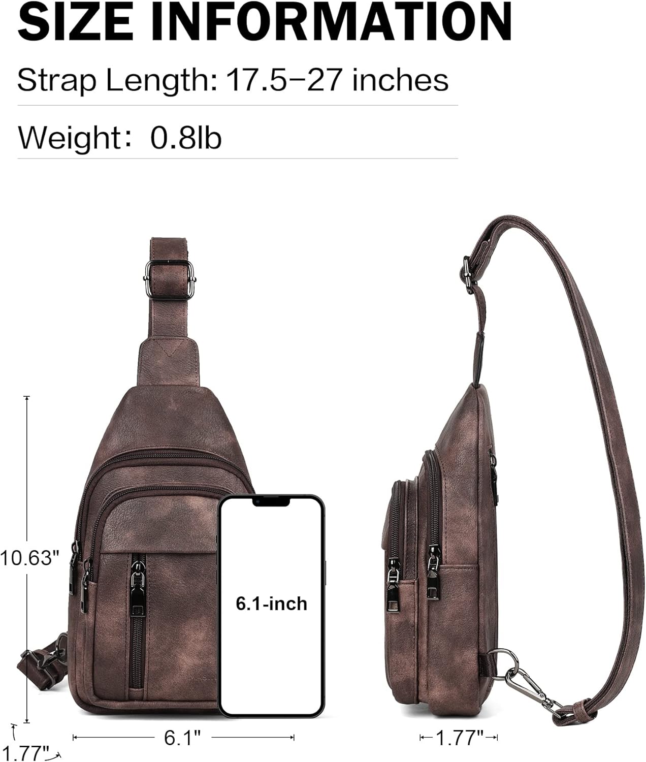 MASINTOR Sling Bag for Women - Crossbody Bags Fanny Pack with Vegan Leather - Adjustable Sling Backack for Travel