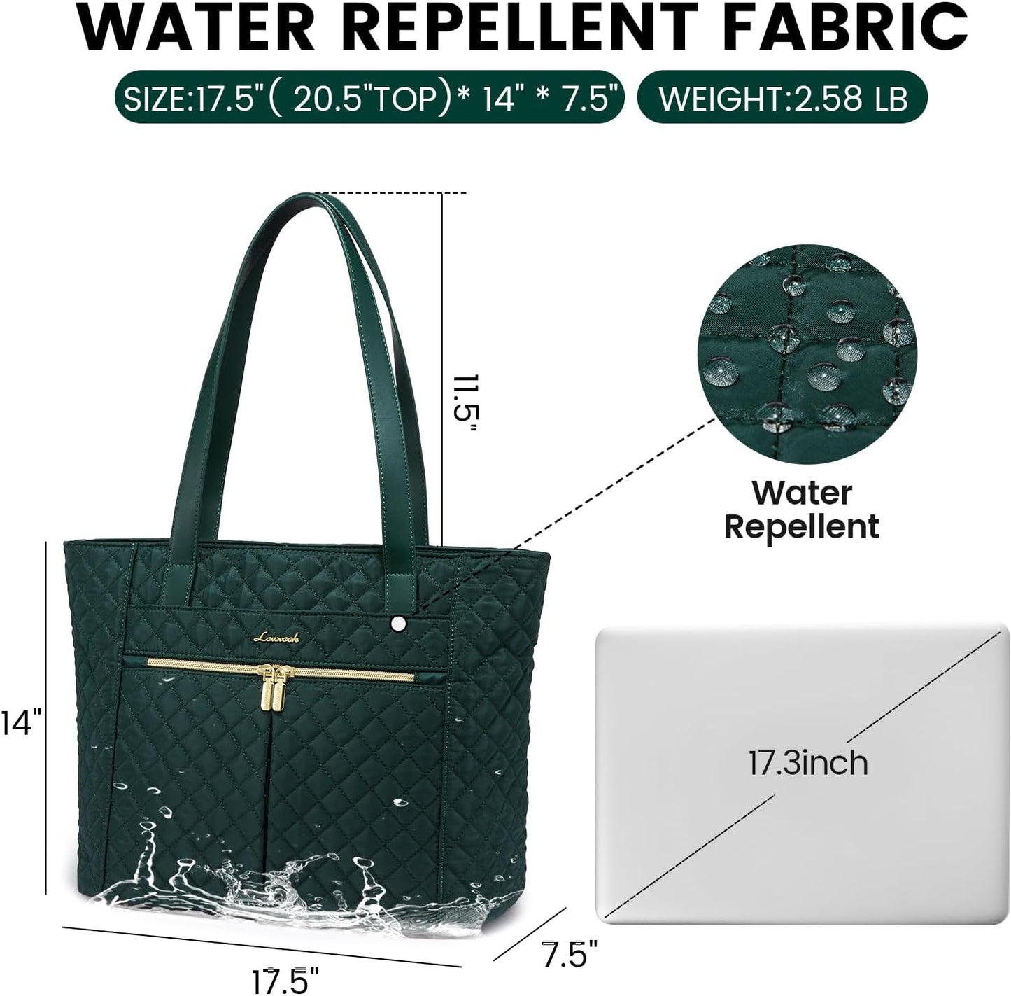 LOVEVOOK Laptop Bag for Women 17 inch,Diamond Quilted Work Tote Bags Womens Laptop Tote Bag Computer Shoulder Bags,Stylish Travel Tote Bags Laptop Purse Briefcase Handbag with Clutch Purse,Off-white