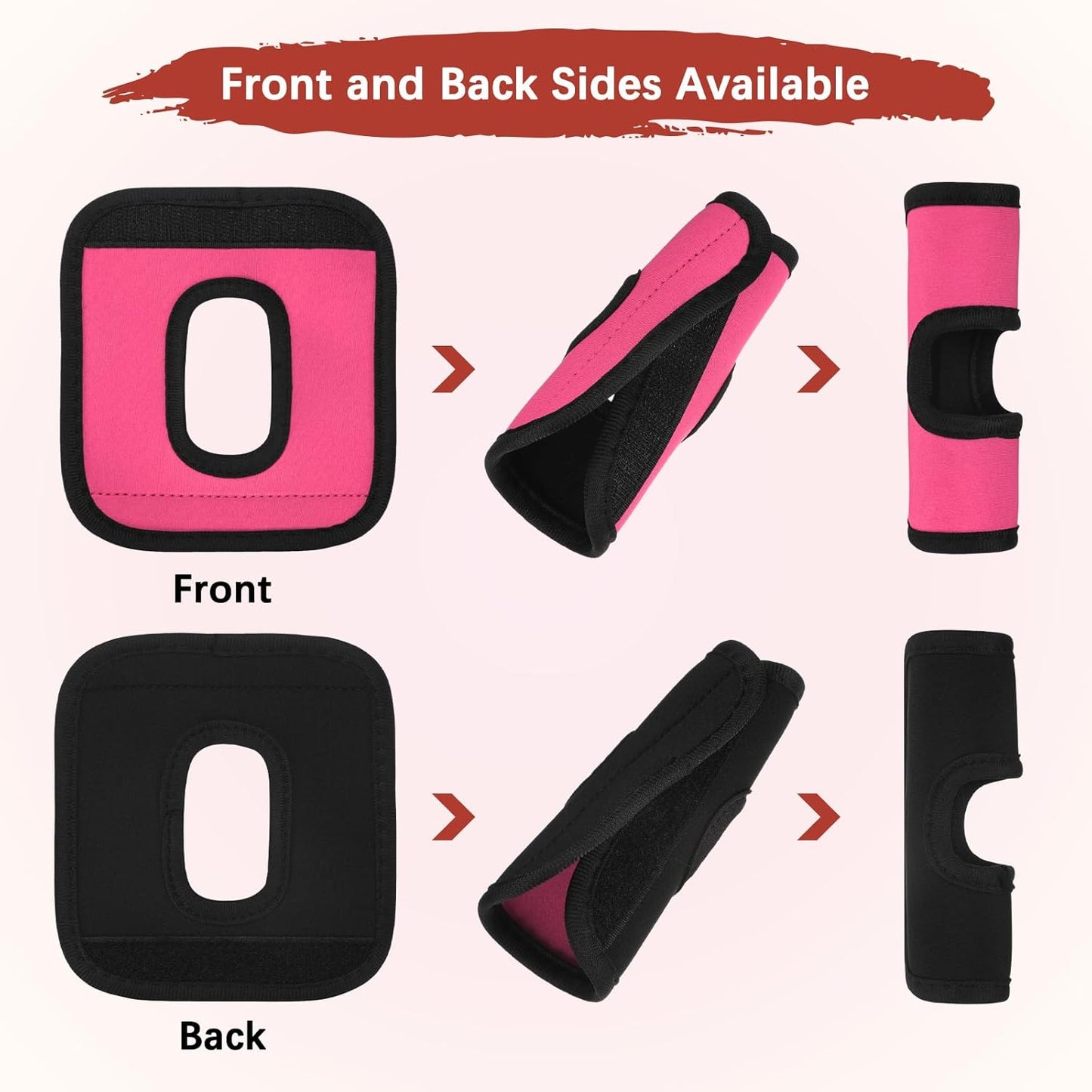 Luggage Handle Wrap [3PCS] - Neoprene Luggage Identifiers Hollow Design Use for Push-Button Luggage Suitcase & Trolley Case - [Pink-6IN/15CM] Comfort Grip Handle Cover