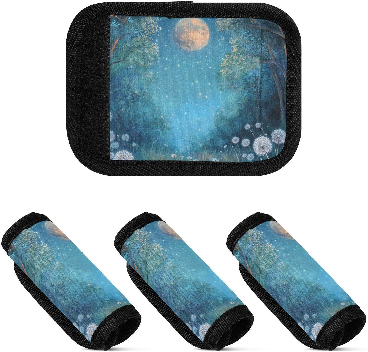 Starry Sky Dandelions 4 Pack Luggage Handle Wraps Covers for Suitcase Identifiers Bag Tags Travel Accessories
