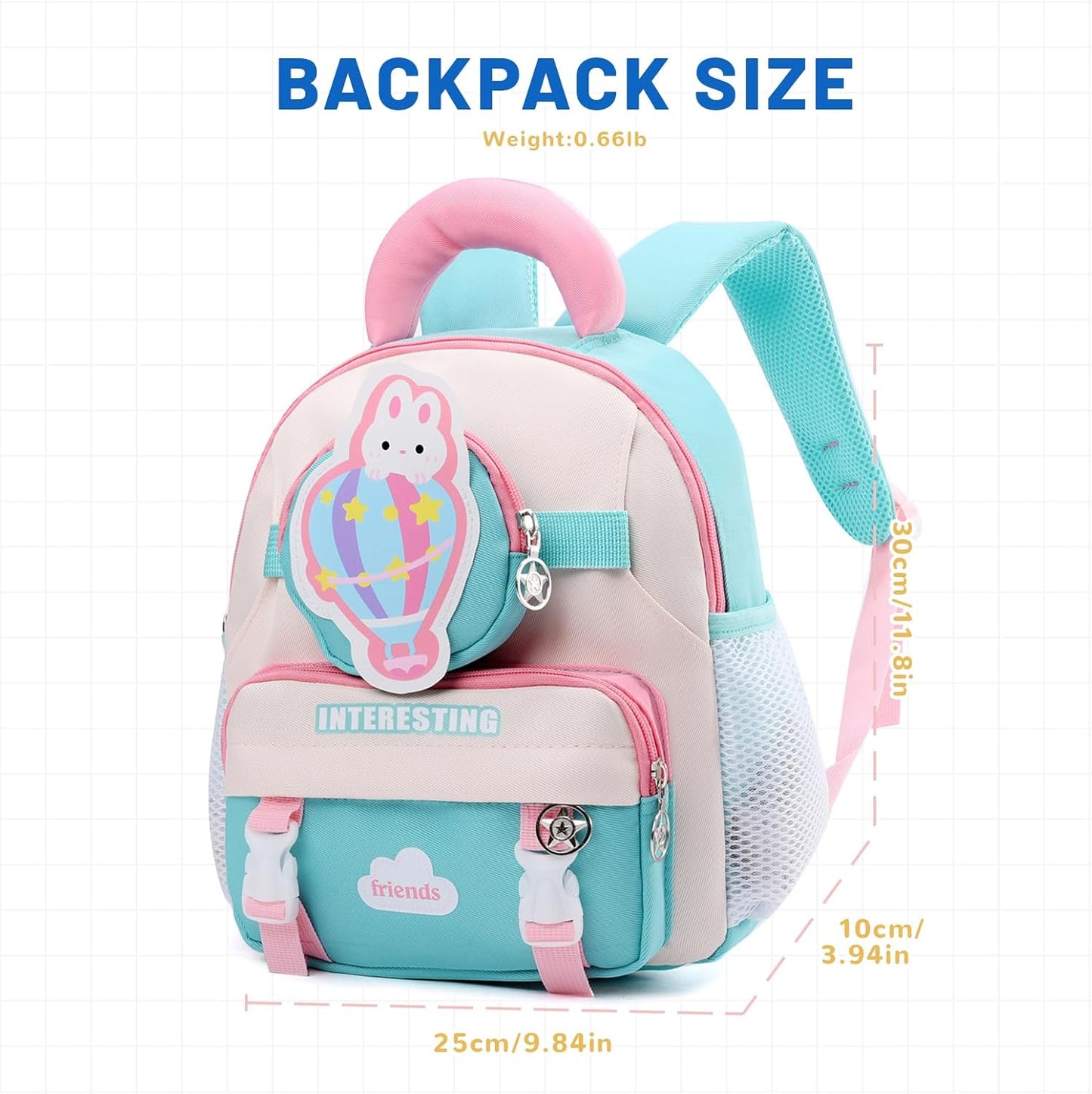 Preschool Backpack Set for Boys Girls 2-in-1 Toddler Kids Backpack 12in with Detachable Waist Bag