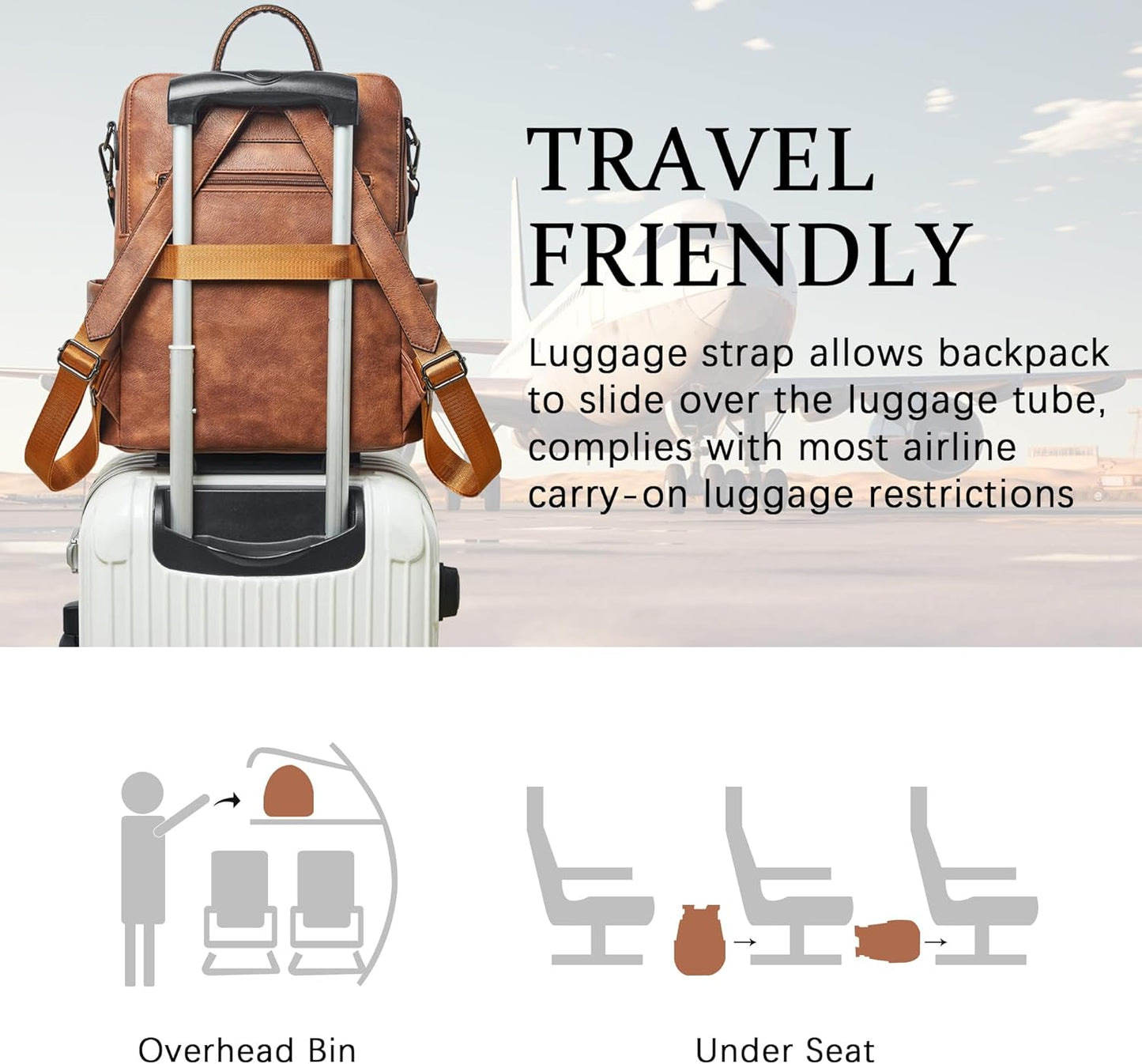 Shrrie Vegan Leather Laptop Backpack for Women 15.6 inch Work Backpack Fashion Travel Backpack