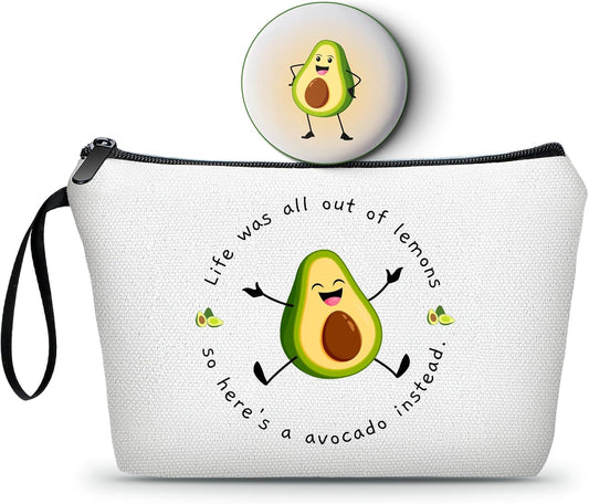SEAMOON Birthday Inspirational Gifts for Women Friendship Girls Teen Friends Sister Daughter Avocado Cosmetic Makeup Bag with Mirror Christmas