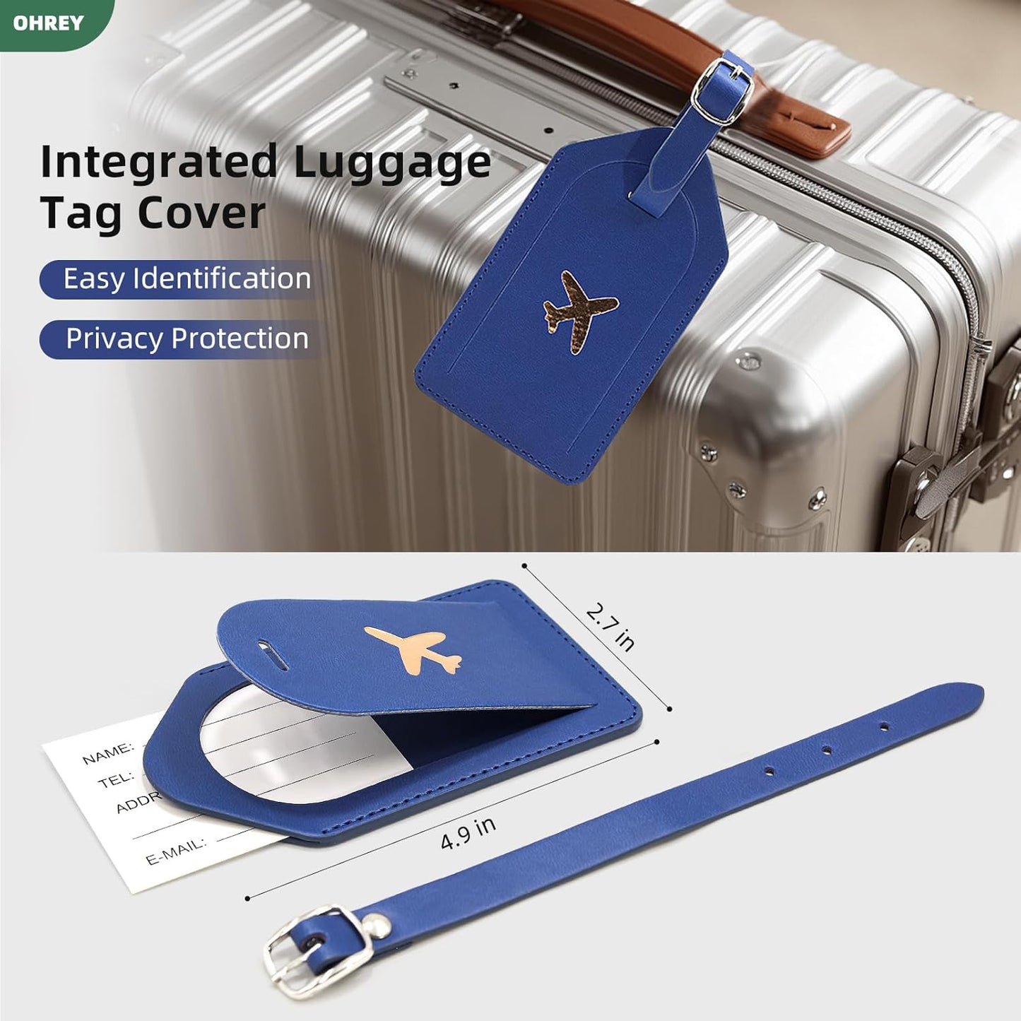 Passport Holder for Travel with Luggage Tag Cover – RFID Blocking Passport Wallet for Women & Men | PU Leather Passport Cover/Passport Case with Extra Money Pocket & Magnetic Clasp – Blue