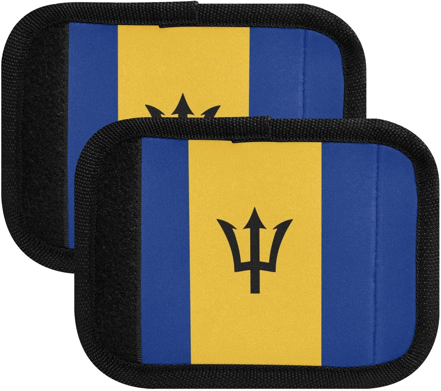 Barbados Flag 2 Pack Luggage Handle Wrap for Suitcase Luggage Identifier Travel Tags Handle Protection Sleeve Cover