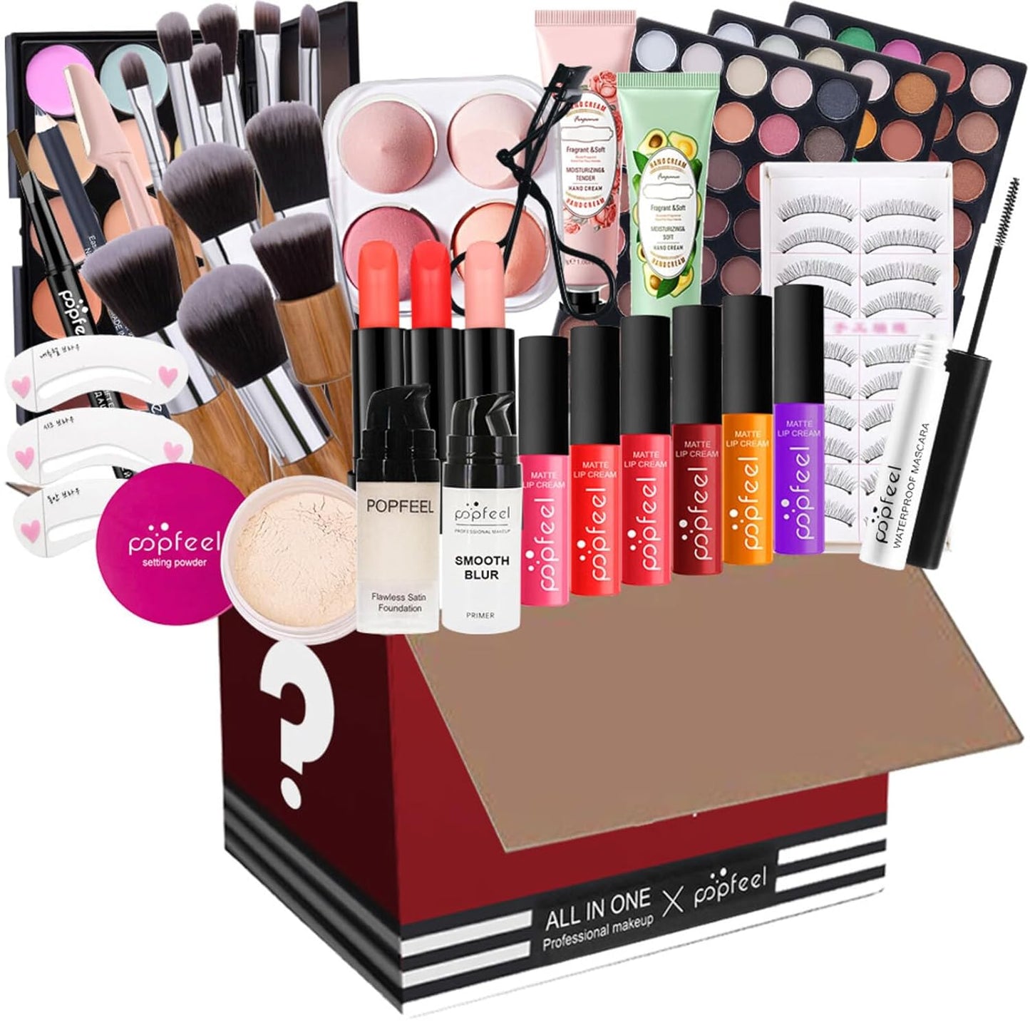 All-in-One Makeup Gift Set Carry All Makeup Kit for Women Full Kit With Makeup Bag Lipgloss Lipstick Concealer Blush Foundation Face Powder Eyeshadow Palette Cosmetic Palette #5