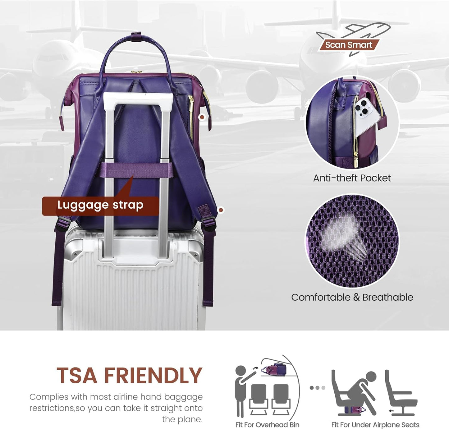 LOVEVOOK Leather Laptop Backpack