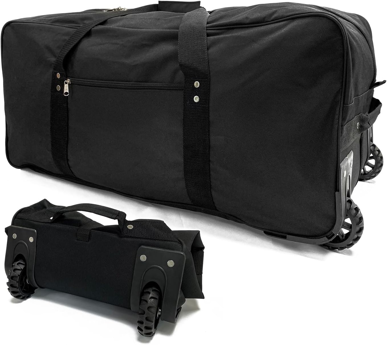 29-Inch Foldable duffle bag with Wheels - Extra Large Rolling Duffel Bag with Wheels, Foldable Heavy-Duty Cargo Duffel for Travel, Camping & Moving, Water-Resistant 600D Oxford, Black