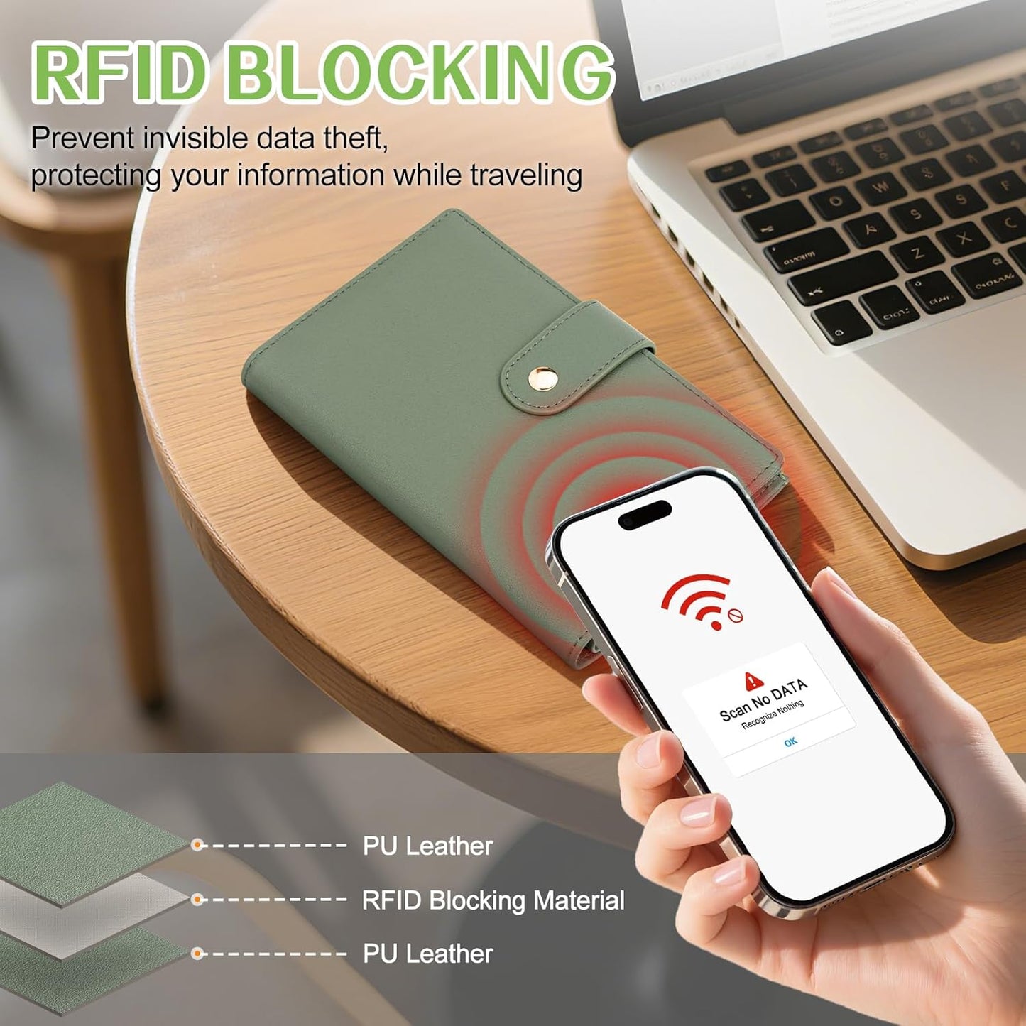 Passport Holder for Travel Women, RFID Blocking Passport Wallet with Airtag Slot, PU Leather Passport Cover Travel Wallet with Zippered Coins Pocket for Travel Essentials