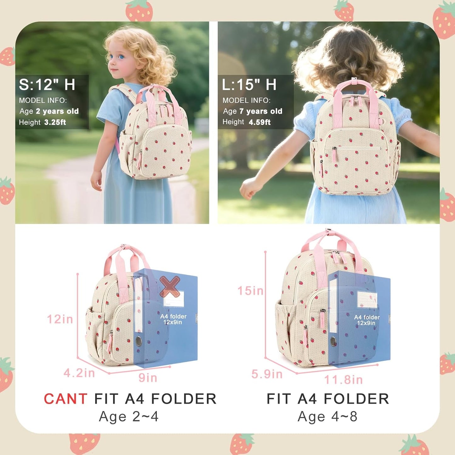 Bluboon Kids Backpack for Girls Boys 4-8 Cute 15" School Backpacks Preschool Kindergarten Bookbags Daycare Travel