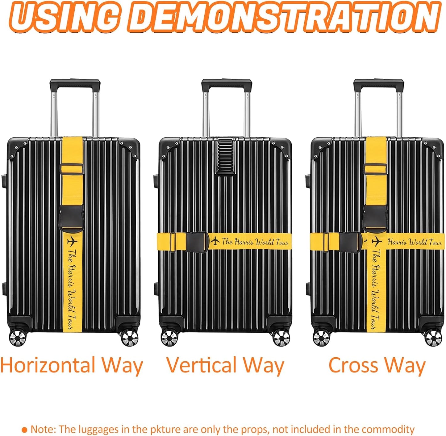 Personalized Luggage Straps for Suitcases 1 Pack Customized Adjustable Suitcase Strap with Embroidery Name/Text, Travel Belt with Quick Release Buckle, Accessory for Travel Bag Closure