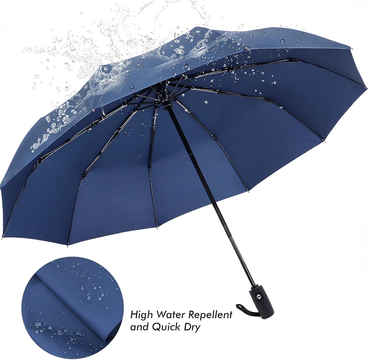 ZOMAKE Travel Umbrella Compact - 10 Ribs Portable Collapsible Umbrellas for Rain Windproof