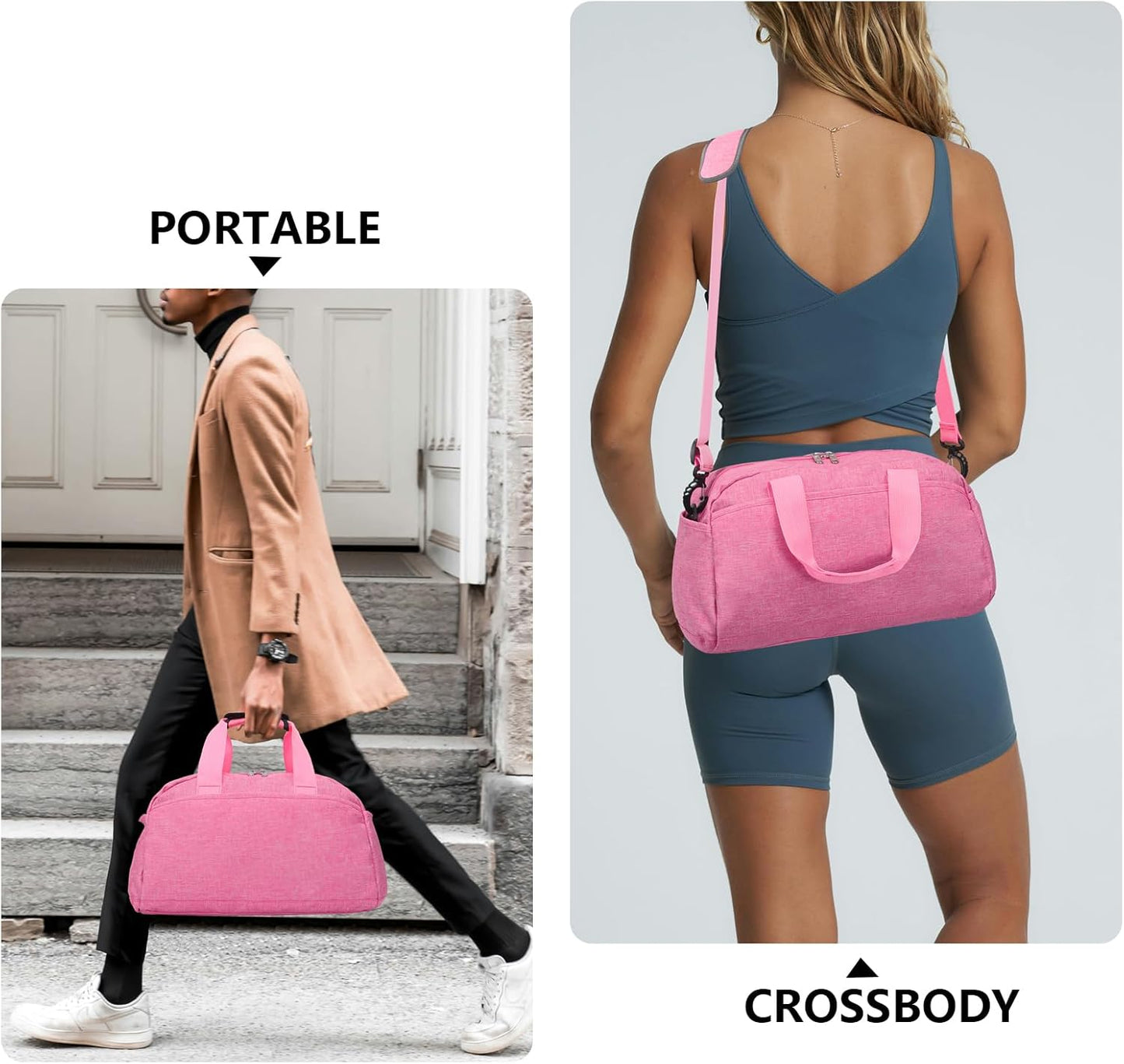 14 inch Small Gym Bag for Women & Men, Mini Duffel Bag for Travel Sports Lightweight Carry On Bag (Rose)
