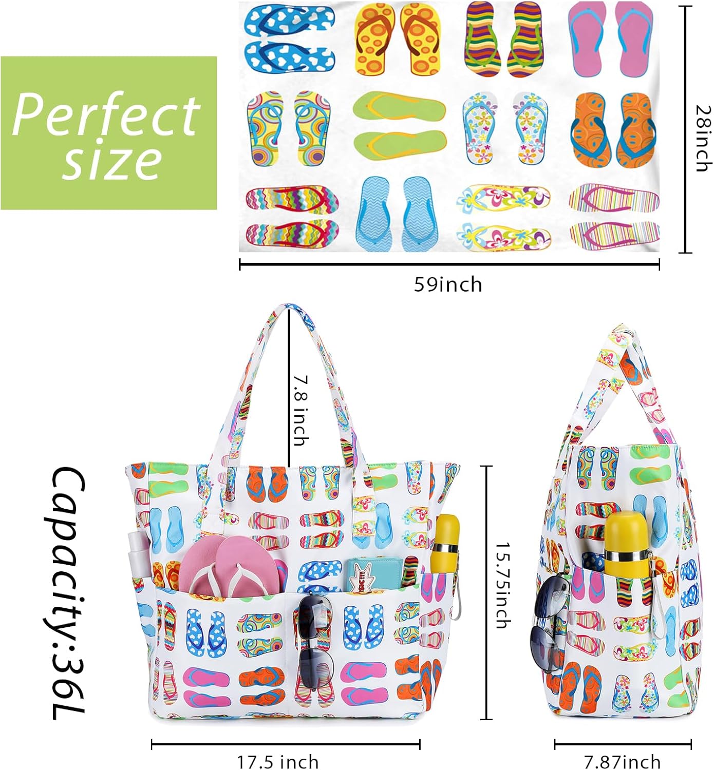 Bluboon Waterproof Beach Tote Pool Bags for Women Ladies Extra Large Carry On Bag With Wet Compartment for Weekender Travel