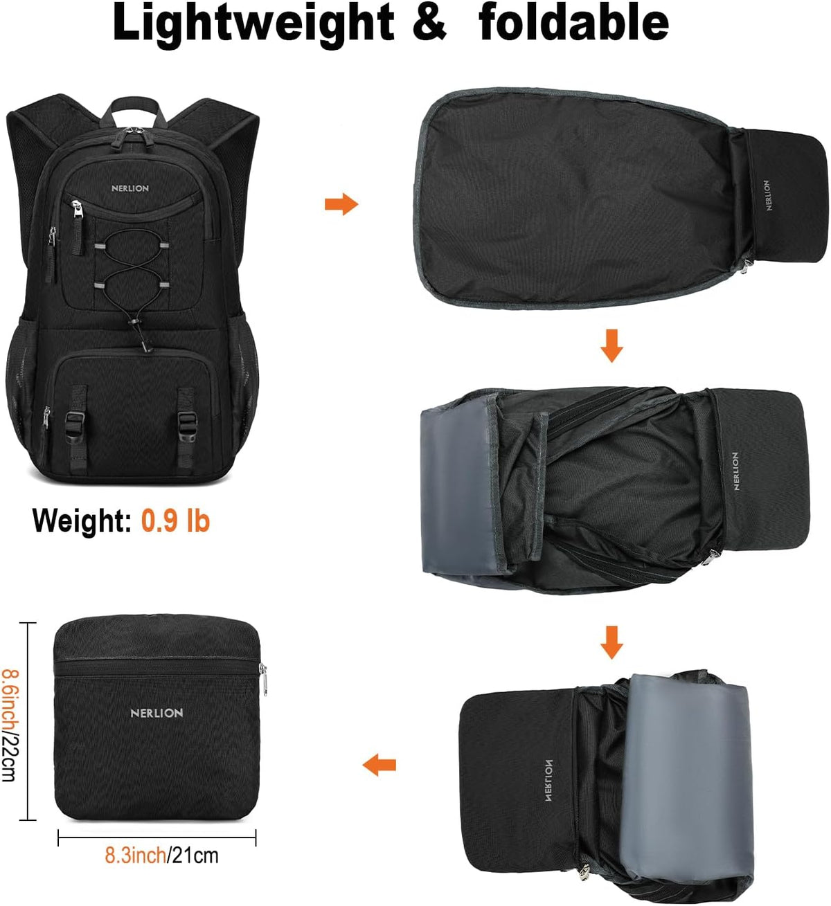 Nerlion Lightweight Foldable 35L Hiking Backpack Travel Backpack for Men Women Camping Waterproof