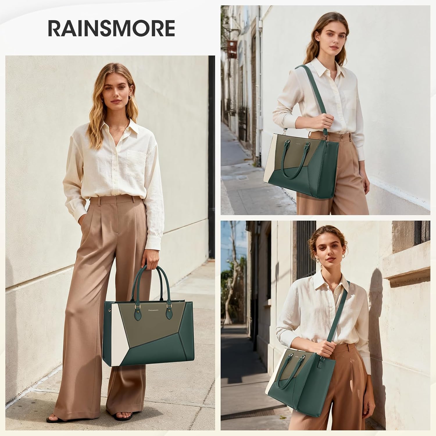 RAINSMORE Laptop Tote Bag for Women 15.6 Inch Large Women Work Bags Waterproof Business Office