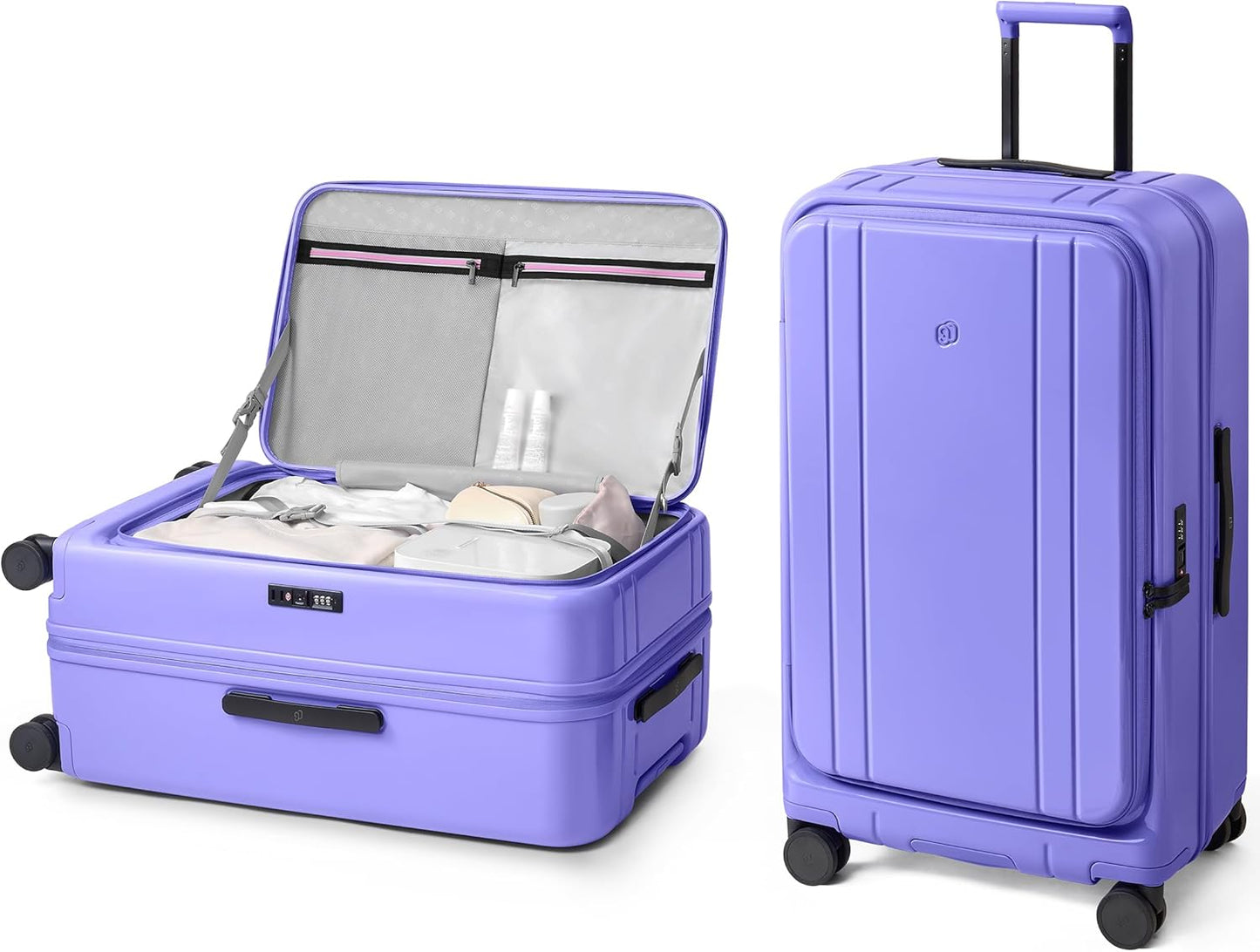 NINETYGO Large Checked Luggage 28 Inch, Top Opening Luggage Checking In Luggage, Expandable, PC Hard Shell, Larger Capacity Checked, TSA Lock, 360° Spinner Wheels (Purple, Hobo Pro)