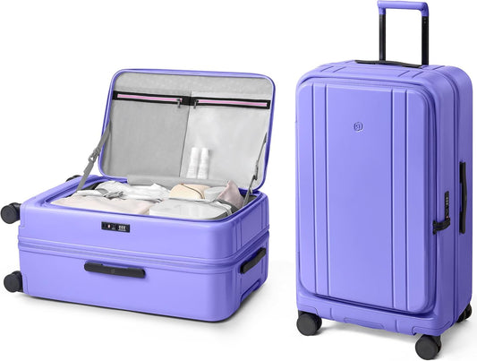 NINETYGO Large Checked Luggage 28 Inch, Top Opening Luggage Checking In Luggage, Expandable, PC Hard Shell, Larger Capacity Checked, TSA Lock, 360° Spinner Wheels (Purple, Hobo Pro)