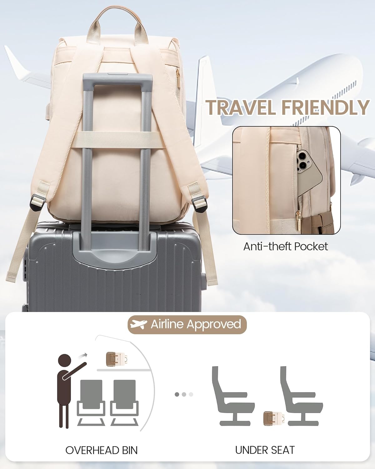 LOVEVOOK Laptop Backpack Purse for Women Fashion Vintage Computer Backpack 17 Inch Large Teacher