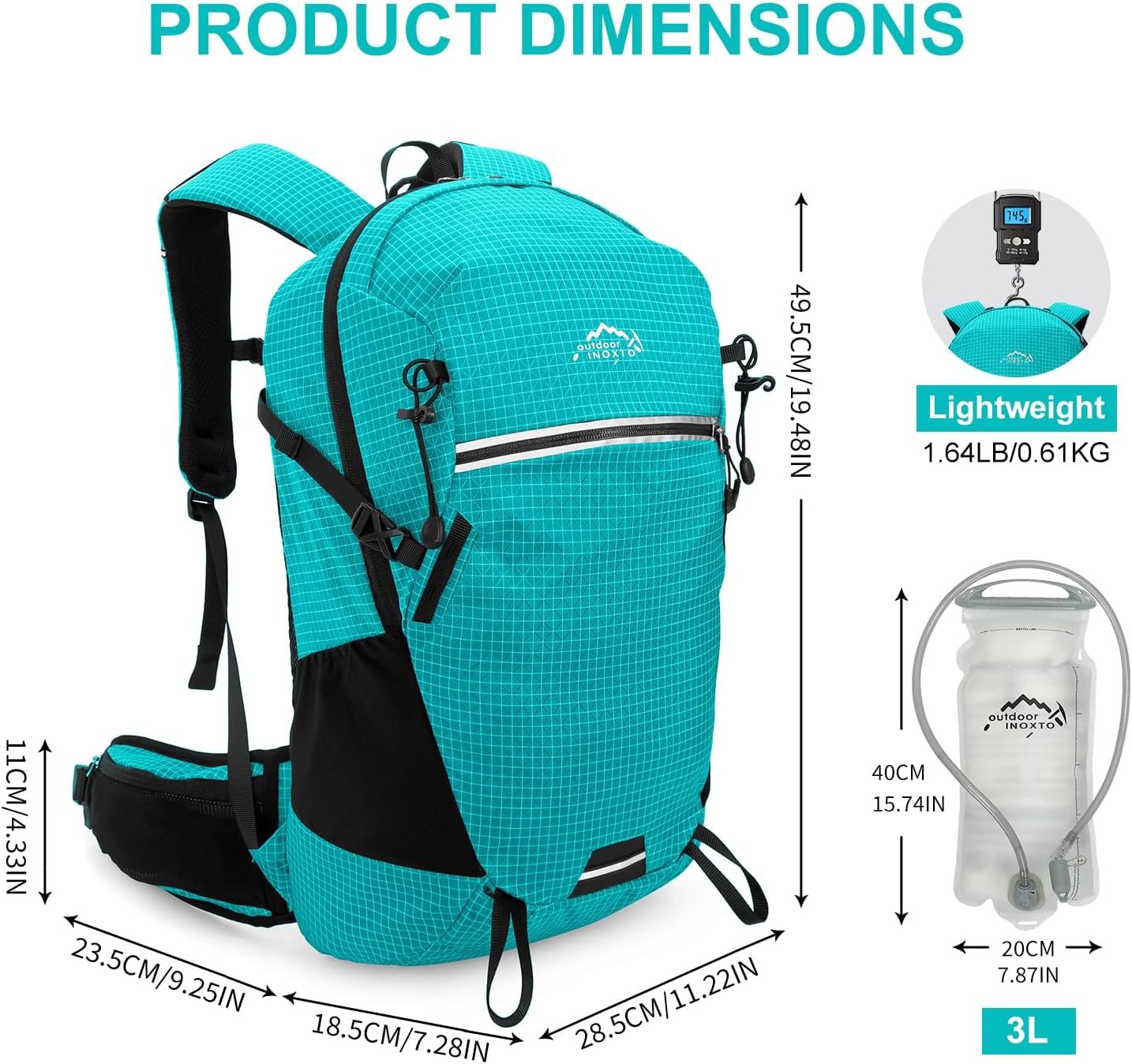 Hydration Backpack, 25L Hiking Backpack with 3L Water Bladder and Rain Cover, Hiking Water Backpack
