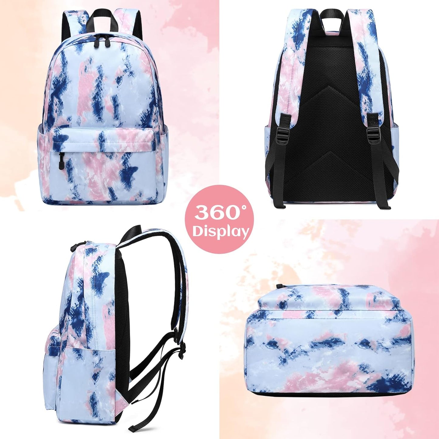 Lohol Galaxy Backpack for School Travel, Lightweight BookBag for Girls Kids