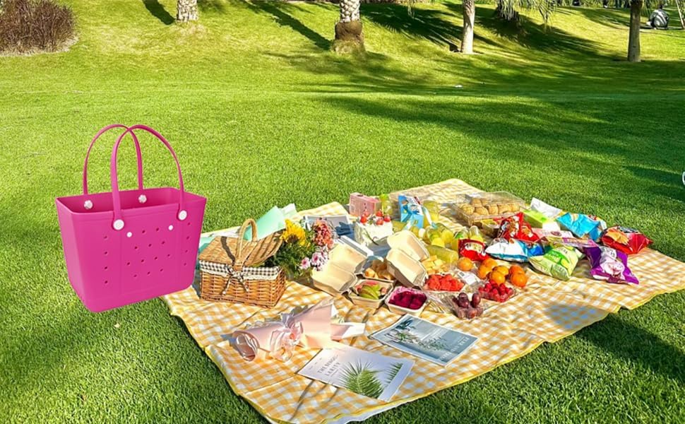 Tote Bag for Women - Large Rubber Beach Bag, Medium Waterproof Sandproof Travel Tote Bags for Beach Outdoor Sports