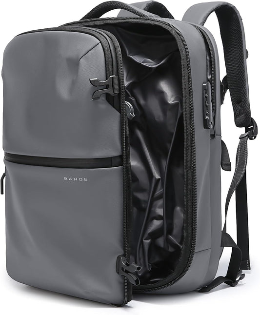 BANGE Travel Backpack with Vacuum Pocket and TSA lock version can hold 15.6 inch Laptop suitable Overnight Flight Approved Anti-theft Bag