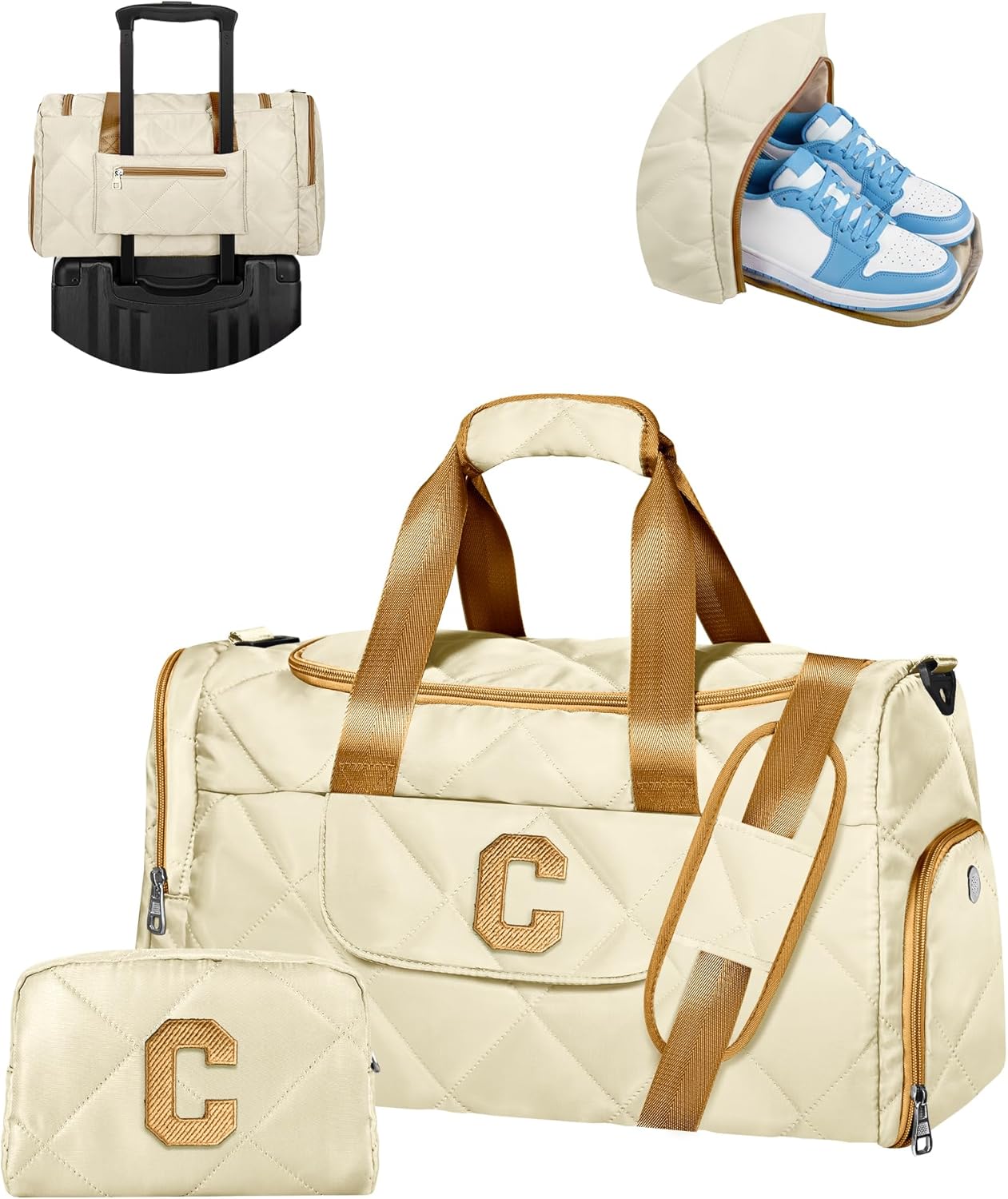 Unique Gifts for Teen Girls Women, Monogram Duffle Bag with Shoe Compartment & Wet Separation, Women Gift Idea for Birthday, Anniversary, Appreciation, Gifts for Mom, Teacher, Friends