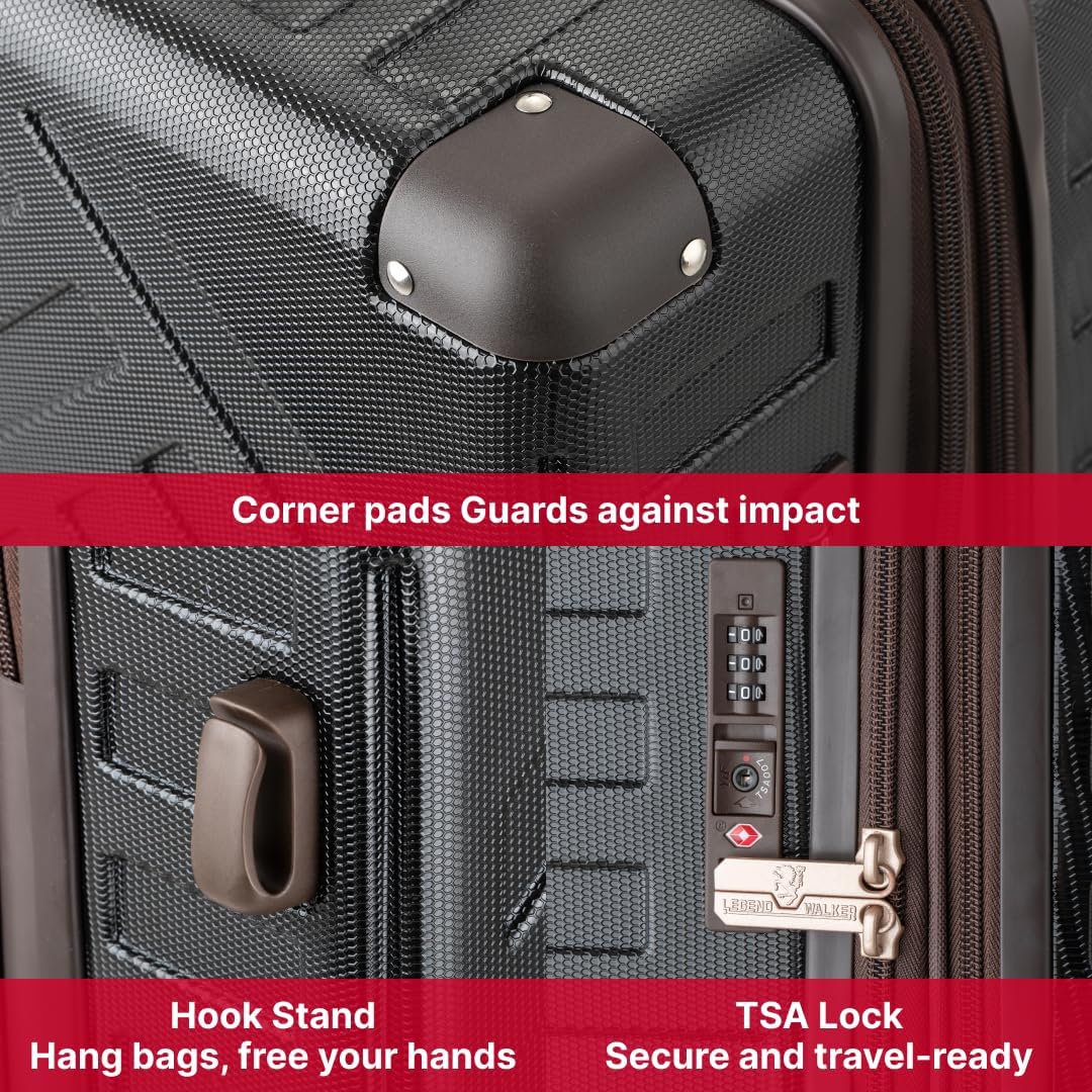 LEGEND WALKER DECK Hardside Expandable Luggage, 22 inch, Carry-on, Black, 5514-49-BK