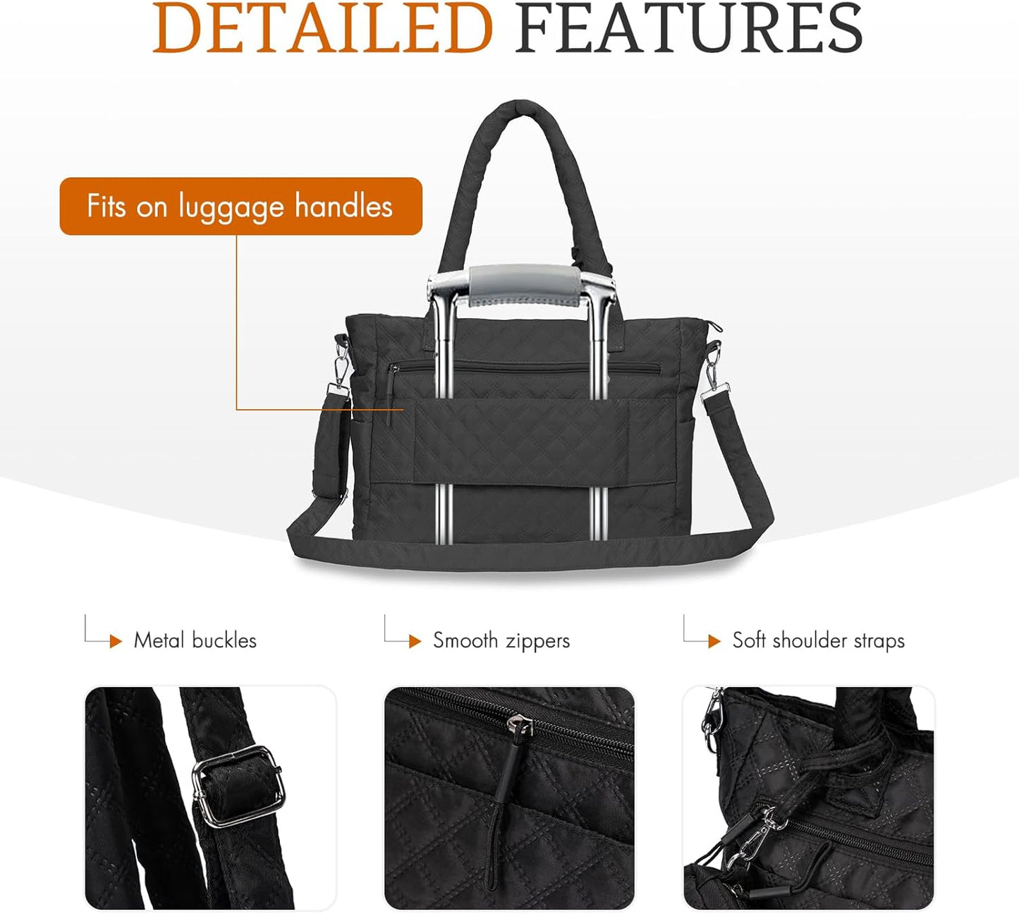 Tote Bag for Women Purses and Weekender Bags Quilted Shoulder Bags 2PCS with Zipper